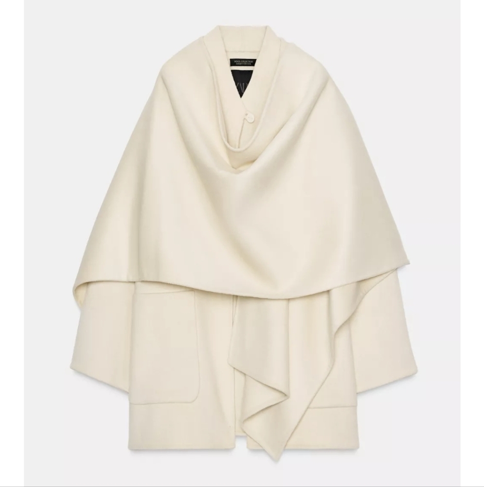 Zara ZW COLLECTION WOOL BLEND CAPE COAT